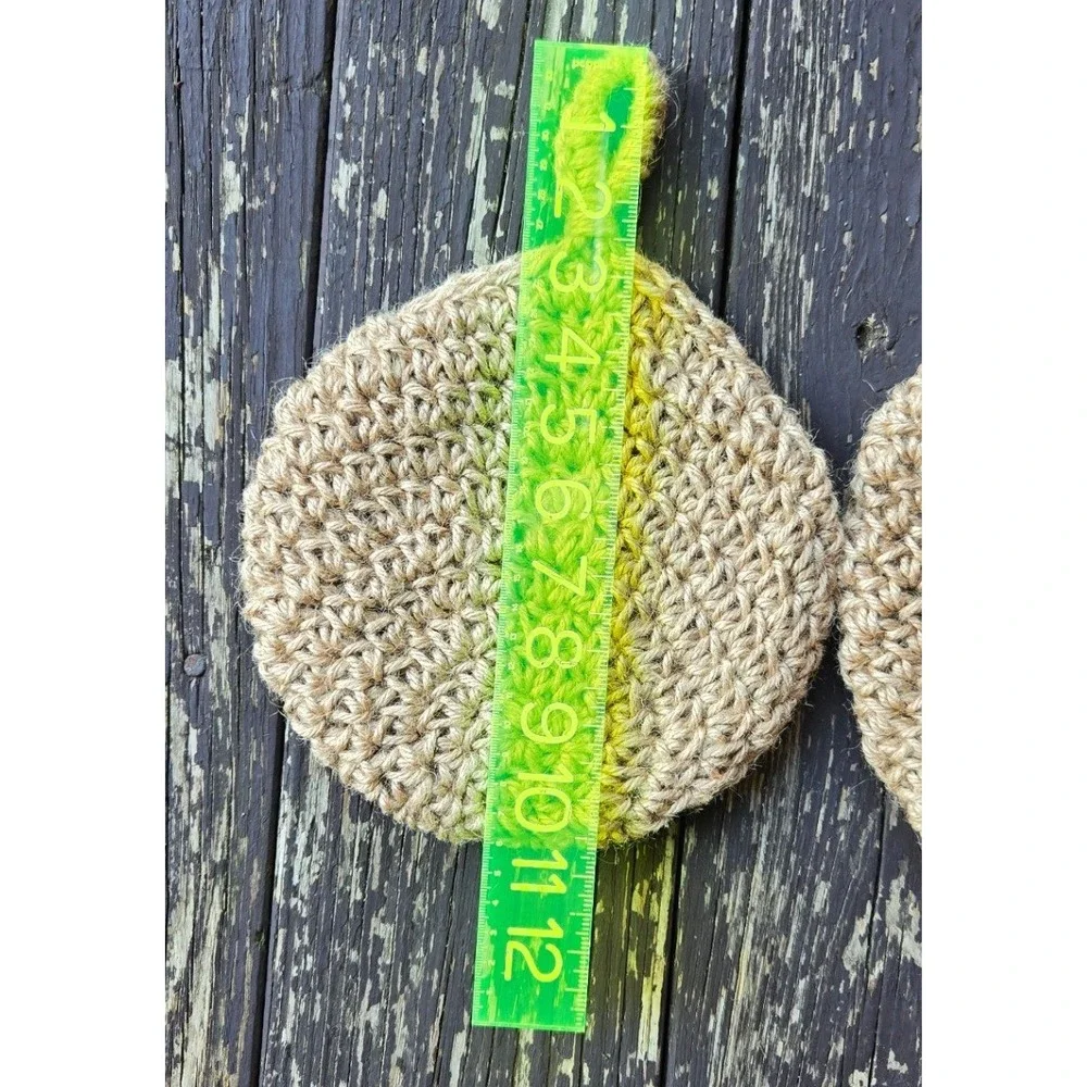 Vintage Handmade Crocheted Jute Nesting Wall Hanging Pockets Baskets - Set of 3